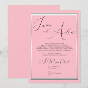 Faire-part de mariage rose et argent sophistiqué