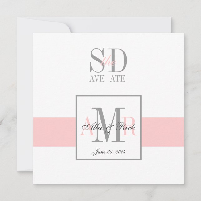 Faire-part de mariage Rose et Blanc pour annoncer  (Devant)