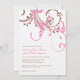 Faire-part de mariage rose et Brown double floral
