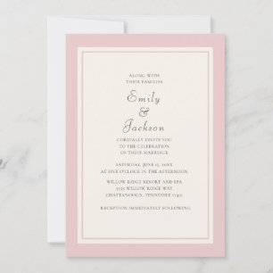 Faire-part de mariage rose et crème élégant modern