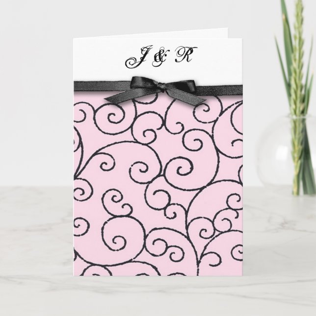 Faire-part de mariage rose et noir (Devant)