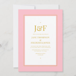 Faire-part de mariage rose et or à typographie ten