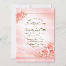 Faire-part de mariage rose et perle