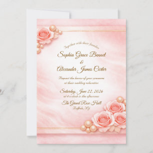 Faire-part de mariage rose et perle