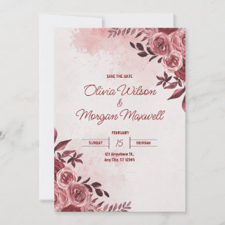 Faire-part de mariage rose et rouge