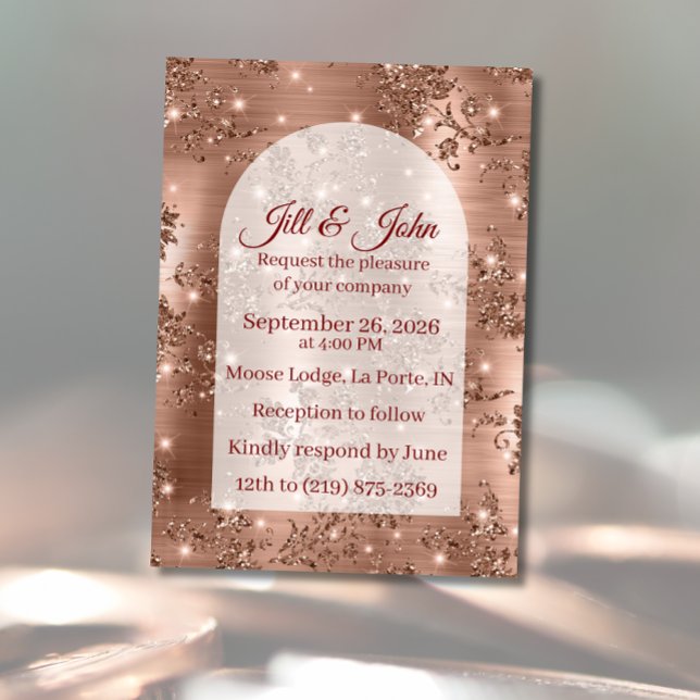 Faire-part de mariage Rose Gold Arched Glitter (Créateur téléchargé)