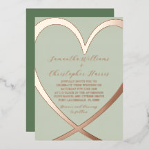 Faire-part de mariage Rose Gold et Vert Elegant He