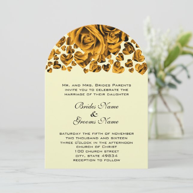 Faire-part de mariage Rose Gold Heart (Debout devant)