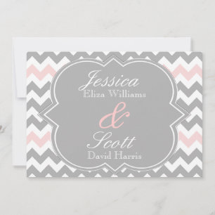 Faire-part de mariage rose gris de Chevron