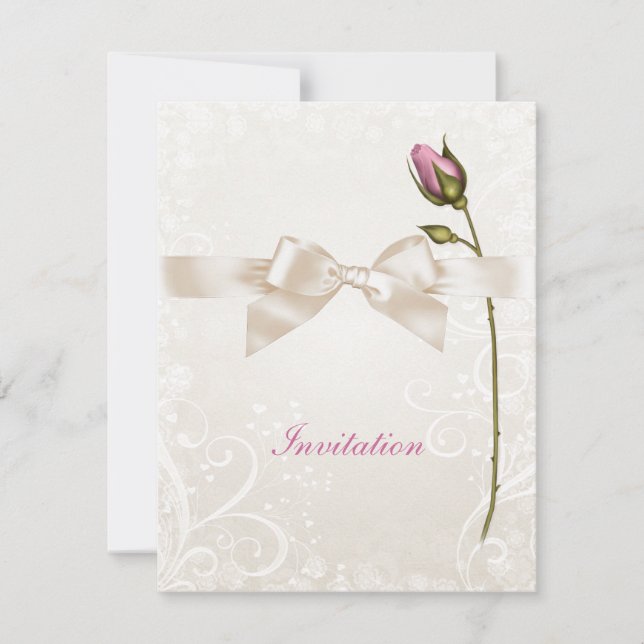 Faire-part de mariage Rose Heart Flourish (Devant)