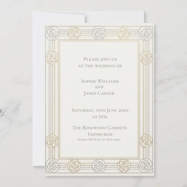 Faire-part de mariage Rose Ivory Gold (Devant)