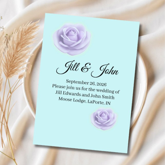 Faire-part de mariage Rose Lavande et Bleu (Créateur téléchargé)