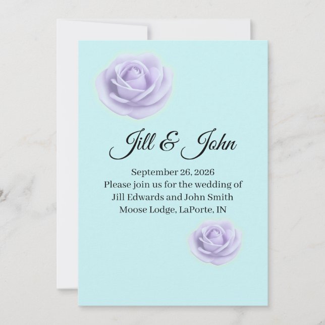 Faire-part de mariage Rose Lavande et Bleu (Devant)