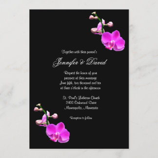 Faire-part de mariage rose lumineux d'orchidée
