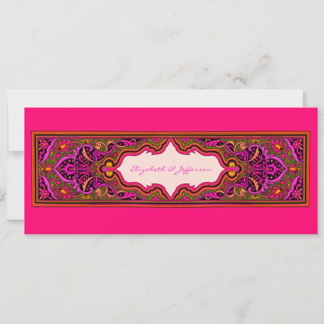Faire-part de mariage rose marocain (Devant)