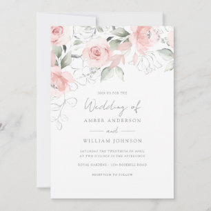 Faire-part de mariage rose pâle Bloom Soft Blush