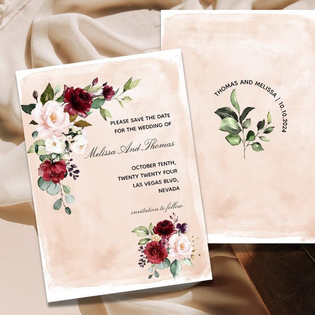 Faire-part de Mariage Rose Pâle de Bourgogne (Créateur téléchargé)