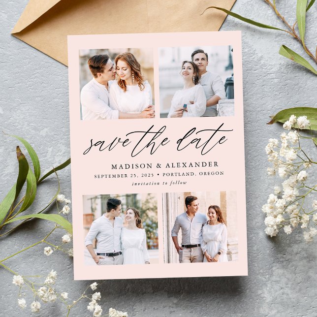 Faire-part de Mariage Rose Pâle Écriture Élégante  (Créateur téléchargé)