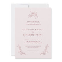 Faire-part de mariage rose pâle simple