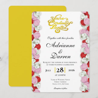 Faire-part de mariage Rose Petal 4 avec Lettres Do