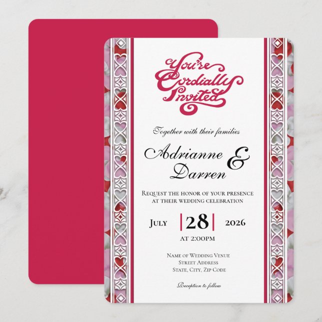 Faire-part de mariage Rose Petal Wedding Invite 2  (Devant / Derrière)
