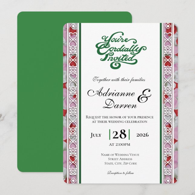 Faire-part de mariage Rose Petal Wedding Invite 2  (Devant / Derrière)