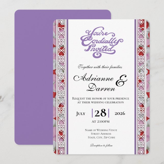 Faire-part de mariage Rose Petal Wedding Invite 2  (Devant / Derrière)