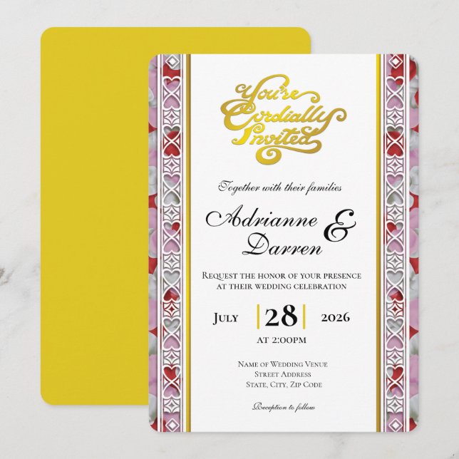 Faire-part de mariage Rose Petal Wedding Invite 2  (Devant / Derrière)