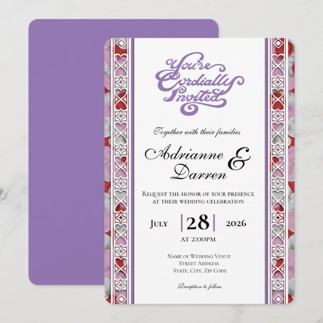 Faire-part de mariage Rose Petal Wedding Invite 2  (Devant / Derrière)