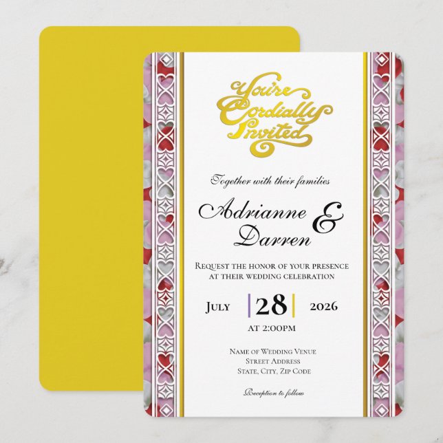Faire-part de mariage Rose Petal Wedding Invite 2  (Devant / Derrière)