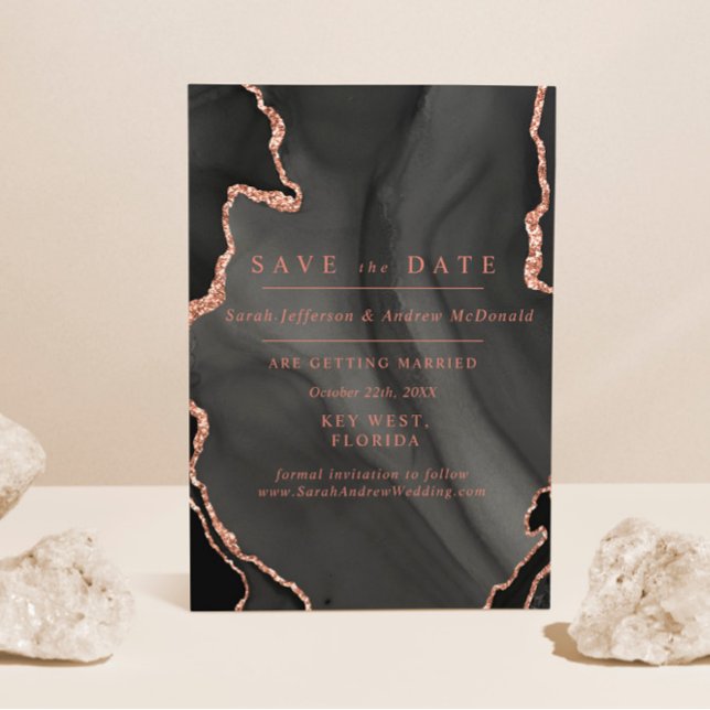 Faire-part de mariage rose poudré et noir (Créateur téléchargé)