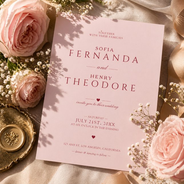 Faire-part de mariage rose poudré moderne élégant (Créateur téléchargé)