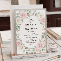 Faire-part de mariage Rose Poudrée Élégante et Or