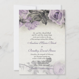 Faire-part de mariage Rose pourpre en argent stéri