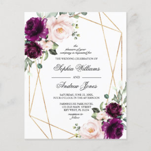Faire-part de mariage Rose pourpre et rose pâle bu