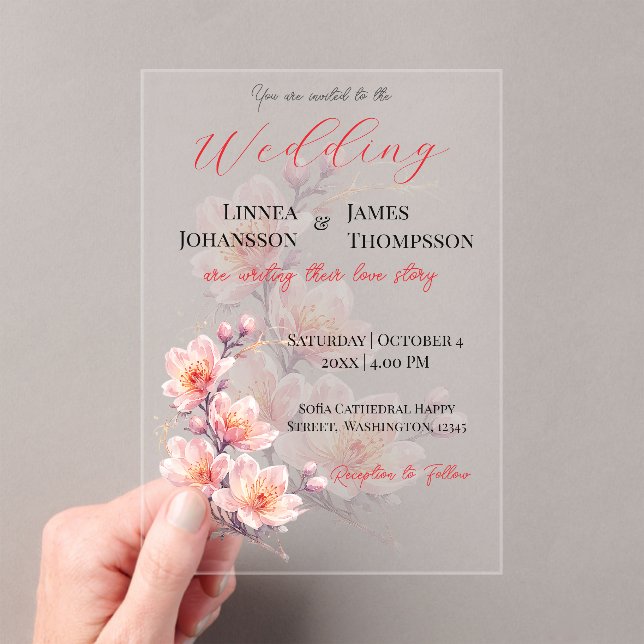Faire-part de mariage rose romantique au magnolia  (In situ (ordinateur de poche))