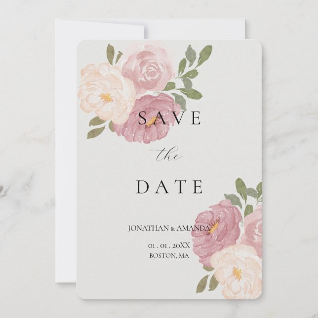 Faire-part de mariage Rose Rose (Devant)