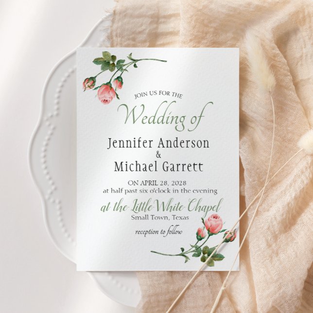 Faire-part de mariage Rose rose blushing (Créateur téléchargé)