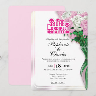 Faire-part de mariage Rose rose - Lettre rose 3