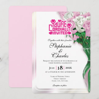 Faire-part de mariage Rose rose - Lettre rose 4