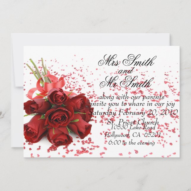 Faire-part de mariage Rose rouge (Devant)