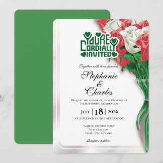Faire-part de mariage Rose Rouge - Lettre verte 4