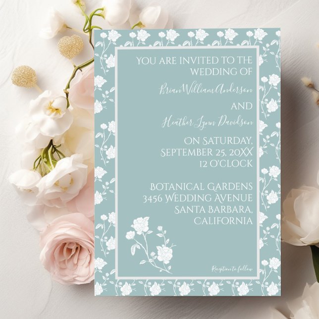 Faire-part de mariage Rose turquoise (Teal Rose Wedding Invitation)