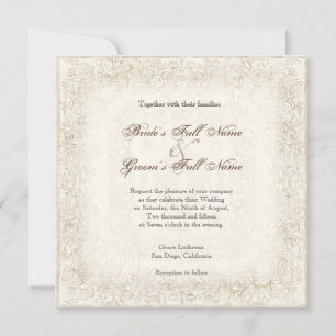 Faire-part de mariage Rose victorien antique