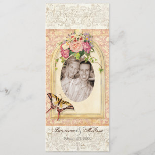 Faire-part de mariage rose victorien Antiqued