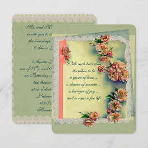 Faire-part de mariage Rose vintage