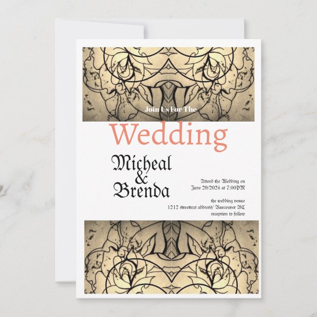 Faire-part de mariage Rose vintage (Devant)