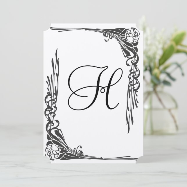 Faire-part de mariage Rose vintage Art déco (Debout devant)