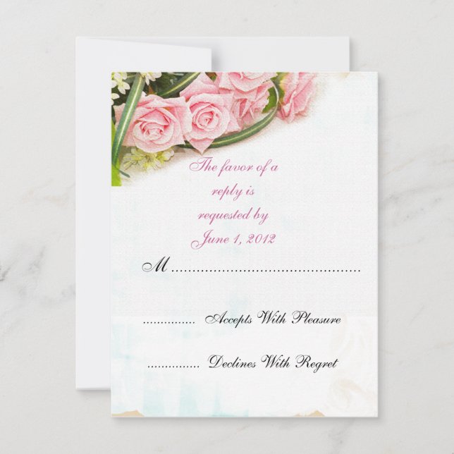 Faire part de mariage roses roses RSVP (Devant)