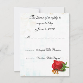 Faire part de mariage roses rouges RSVP